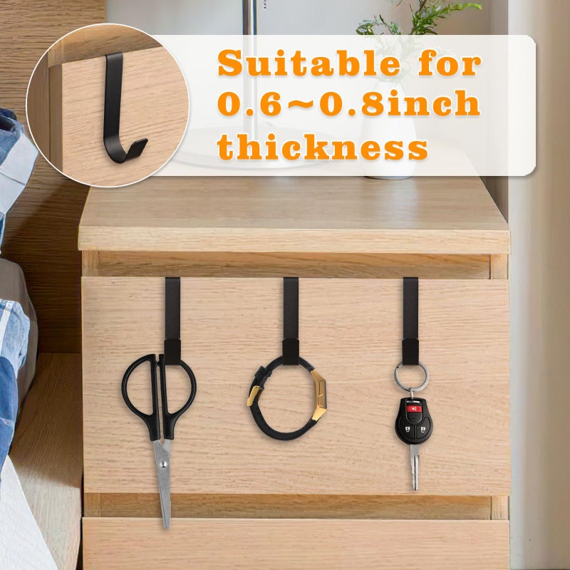 Deftomo 15 Pack Over The Cabinet Door Hooks, Cabinet Drawer Organizer, Metal Cabinet Hooks for Hanging Stocking Clothes Towels (Black) - Image 4